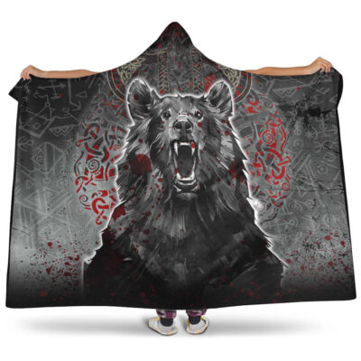 Ligerking Hooded Blanket - Viking Berserker Bear Blood Hooded Blanket A35