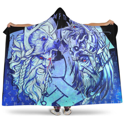 Ligerking Hooded Blanket - Norse Warrior Berserker Blue Hooded Blanket A94