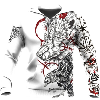 Ligerking - Fenrir and Raven Blood Tattoo Hoodie A35
