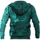 Ligerking Hoodie - Vegvisir With Raven - Viking Compass Hoodie - Cyan Version A7
