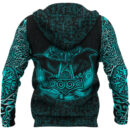 Ligerking Zip Hoodie Raven Mjolnir Yggdrasil Cyan A35