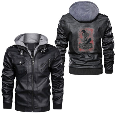 Ligerking - Huginn And Muninn Viking Raven Odin Leather Jacket A35