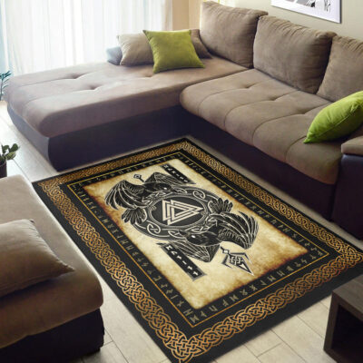 Ligerking Area Rug - Huginn and Muninn Raven Valknut 3Area Rug A35