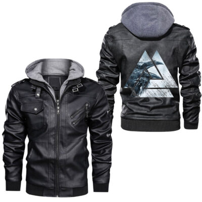 Ligerking - I hate people Norse Mythology Viking Leather Jacket A35