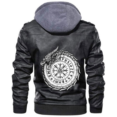 (Custom) Ligerking - Dragon Vegvisir Leather Jacket A35