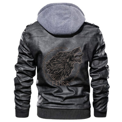 Ligerking - Wolf Fenrir To Old Norse Mythology On White Leather Jacket A35