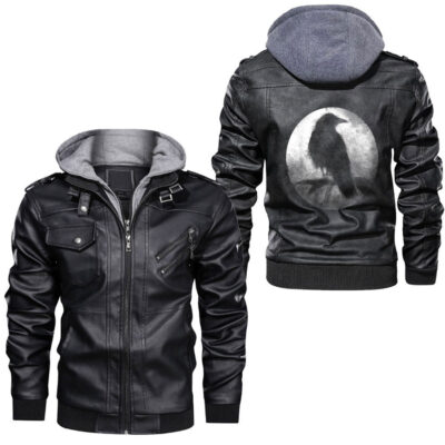 Ligerking - Men's Viking with Thor's Hammer Mjolnir Leather Jacket A35
