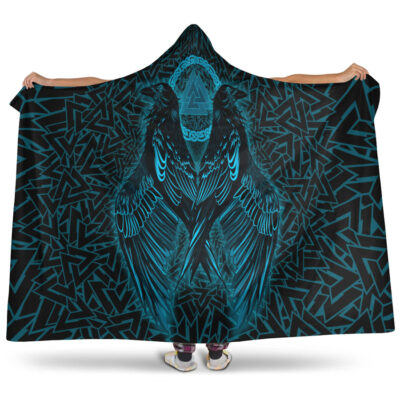 Ligerking Hooded Blanket Raven Valknut Cyan A15