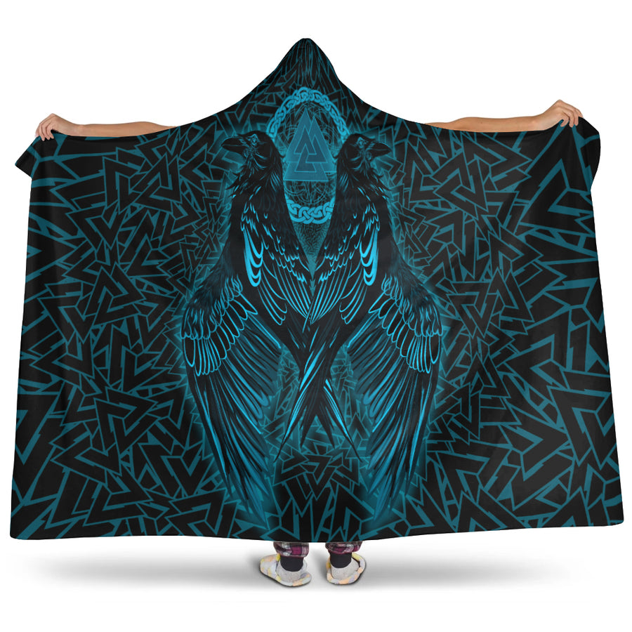 Ligerking Hooded Blanket Raven Valknut Cyan A15