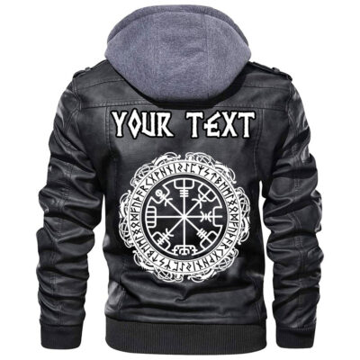 (Custom) Ligerking - Magical Runic, Compass Vegvisir Leather Jacket A35
