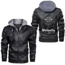 Ligerking - Mjolnir Hammer American Viking Flag Leather Jacket A35