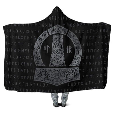 Ligerking Hooded Blanket - Mjolnir Tattoo on Rune A35