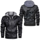 Ligerking - My Family is Protected By Odin and A Crazy Dad Tee Leather Jacket A35