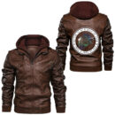 Ligerking - Norse Mythology with viking wolf and viking ravens Leather Jacket A35