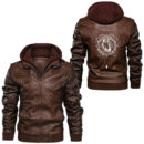 Ligerking - Norse Mythology with viking wolf and viking raven Leather Jacket A35
