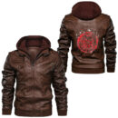 Ligerking - Norse Symbol Celtic Compass Vegvisir Viking Valknut Leather Jacket A35