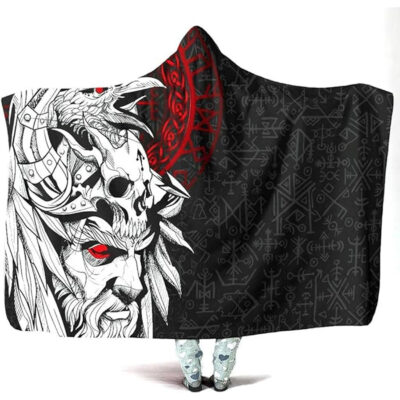 Ligerking Hooded Blanket - Odin Raven Tattoo and Rune A35