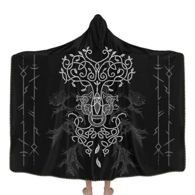 Ligerking Hooded Blanket - Odin Tattoo and Yggdrasil A35