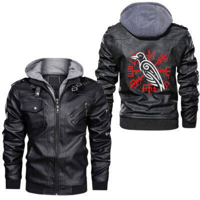 Ligerking - Odin Ravens Nordic Mythology Vikings Myth Leather Jacket A35