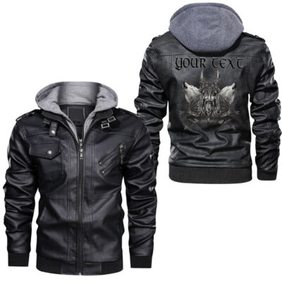 Ligerking - Odin Two Raven Celtic Leather Jacket A95