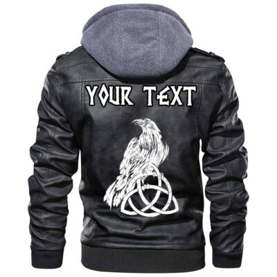(Custom) Ligerking - Odin's Celtic Raven Scandinavian Tattoo Leather Jacket A35