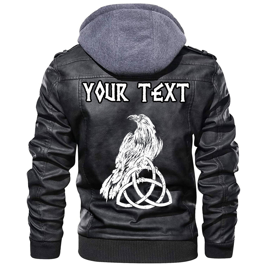 (Custom) Ligerking - Odin's Celtic Raven Scandinavian Tattoo Leather Jacket A35