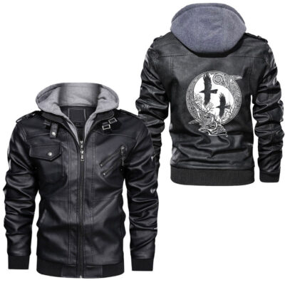 Ligerking - Odin's Ravens Huginn & Muninn Norse Mythology Vintage Viking Leather Jacket A35