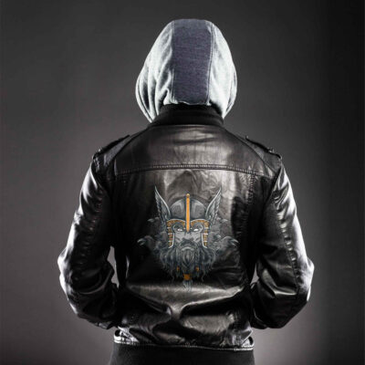 Ligerking - Mascot Viking Esport Logo Leather Jacket A35