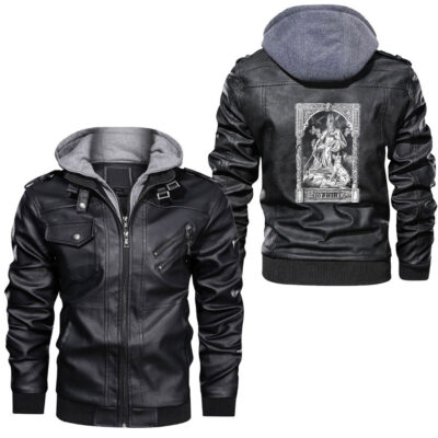 Ligerking - Odin on his Throne Norse Viking Mythology Leather Jacket A35