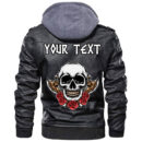 (Custom) Ligerking - Old Scandinavian Runic Grunge Letters Leather Jacket A35
