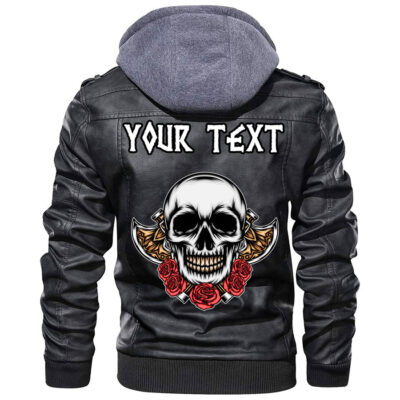 (Custom) Ligerking - Old Scandinavian Runic Grunge Letters Leather Jacket A35
