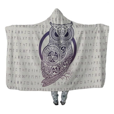 Ligerking Hooded Blanket - Owl and Rune Purple Color A35