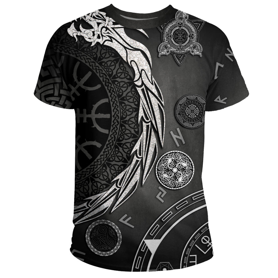 Ligerking - Platinum Dragon Helm of Awe Rune Symbol Viking T-Shirt A35