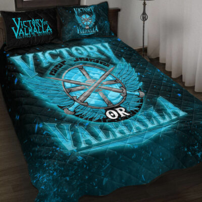 Ligerking Quilt Bed Set - Victory Or Valhalla Cyan Style Quilt Bed Set A7