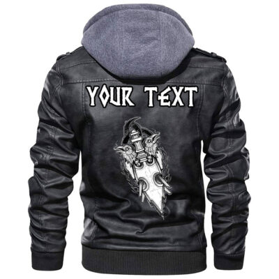 (Custom) Ligerking - Raven And Vegvisir Leather Jacket A35