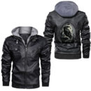 Ligerking - Raven Nordic Mythology Symbol Leather Jacket A35