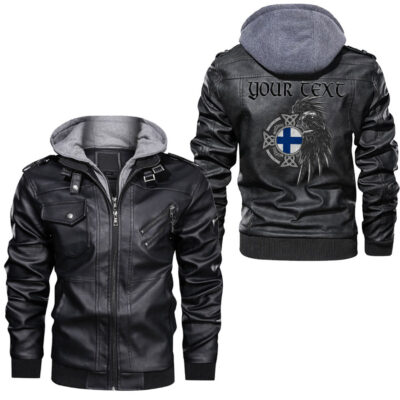 Ligerking - Raven Denmark Flag Leather Jacket A95