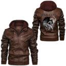 Ligerking - Raven Iceland Flag Leather Jacket A95
