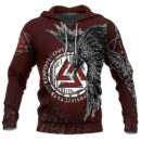 Ligerking Hoodie - Raven Red Valknut Rune A35