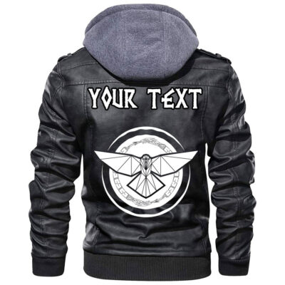 (Custom) Ligerking - Raven With Horns And Soaring Crown Leather Jacket A35