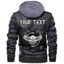 (Custom) Ligerking - Raven With Open Wings Against Sacred Sign Of Vikings Leather Jacket A35