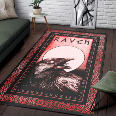 Ligerking Area Rug - Raven and Moon Red Area Rug A35
