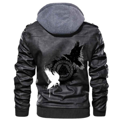 Ligerking - Viking Head With Axe Leather Jacket A35