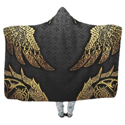 Ligerking Hooded Blanket - Raven and Wolf Midgard Gold Version A35