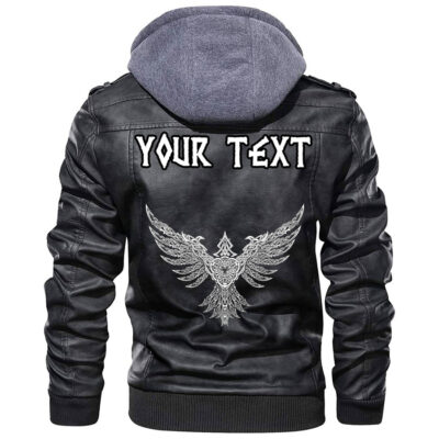 (Custom) Ligerking - Raven Catching Sun Reflection Celtic Knot Black And White Leather Jacket A35