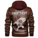 (Custom) Ligerking - Raven Skull And Valknut Symbol Leather Jacket A35