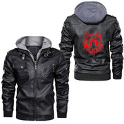 Ligerking - Red Moon Black Crow Gothic Animal Bird Spooky Forest Raven Leather Jacket A35
