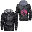 Ligerking - Retro Viking Ship Cool Water Sunset Ancient Norse Leather Jacket A35
