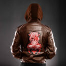 Ligerking - Robot Viking 3D Gold Leather Jacket A35
