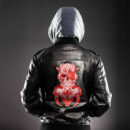 Ligerking - Robot Viking 3D Gold Leather Jacket A35